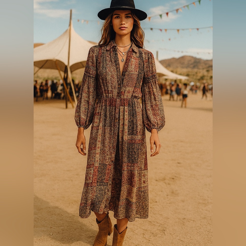 Stella & Julie Boho Patchwork Midi Festival-Ready… - image 1
